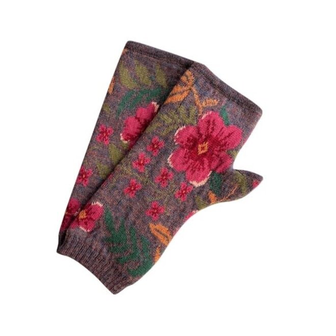 Hand Warmer Alpaca Floral Brown