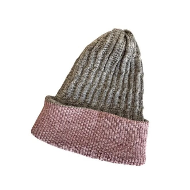 Hat Baby Alpaca Reversible Grey/Lavender