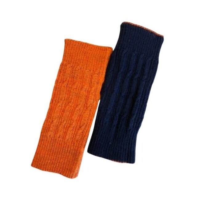 Hand Warmer Baby Alpaca Reversible Orange/Navy