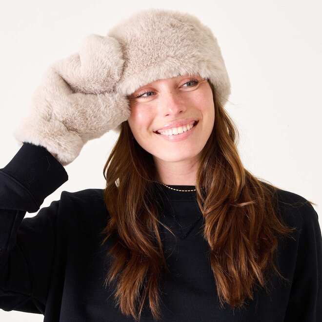 Headband Cozy Cabin Faux Fur Oatmeal/Black