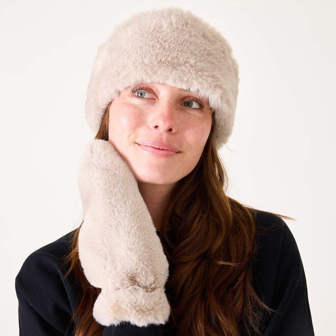Headband Cozy Cabin Faux Fur Oatmeal/Black