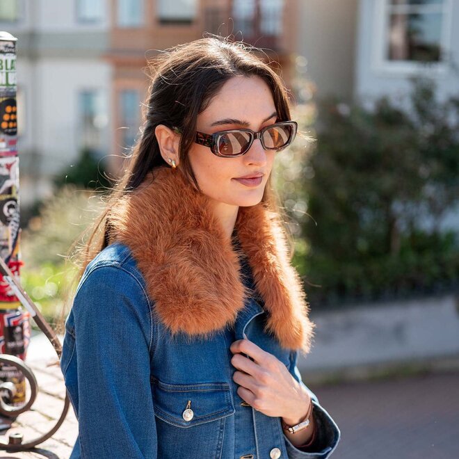 Collar Cozy Cabin Faux Fur Ginger/Navy