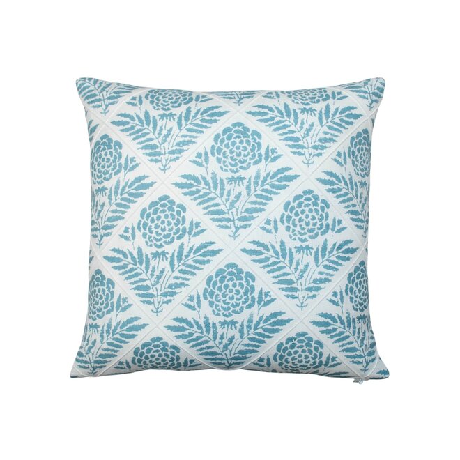 Pillow White & Blue Flowers 16 x 16in