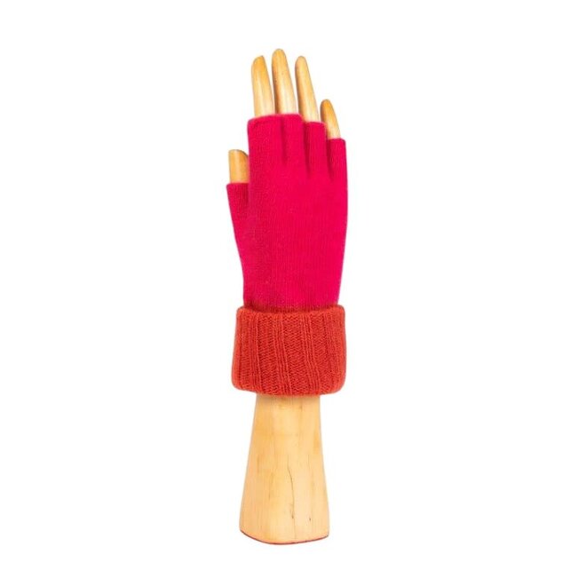 Gloves Fingerless Long Cuff Bicolor Berry