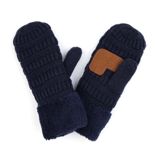 Mittens Kids Sherpa Lined Navy 1T to 4T