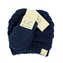 Baby Ribbed Beanie & Mitten Glove Navy 0-9M
