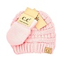 Baby Ribbed Beanie & Mitten Glove Pale Pink 0-9M