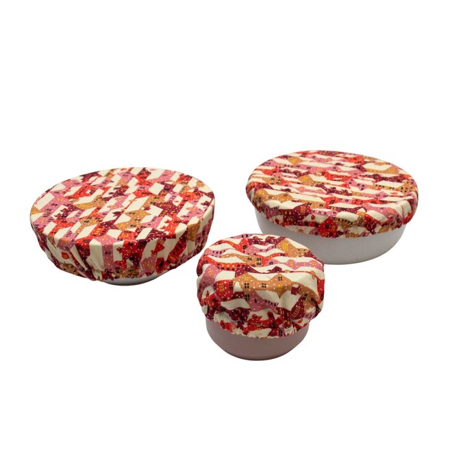 Cover Dish and Bowl Holiday Red Set 3 XS, S & M