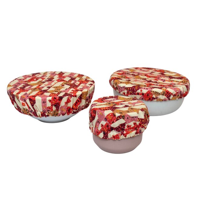 Cover Dish and Bowl Holiday Red Set 3 XS, S & M