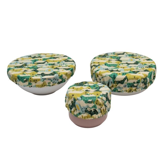Cover Dish and Bowl Holiday Green Set 3 XS, S & M