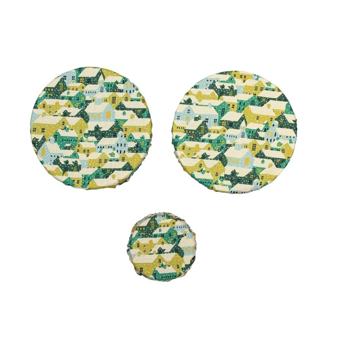 Cover Dish and Bowl Holiday Green Set 3 XS, S & M