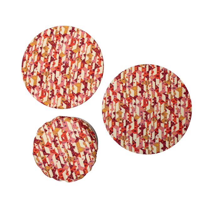 Cover Dish and Bowl Holiday Red Set 3 M, L & XL