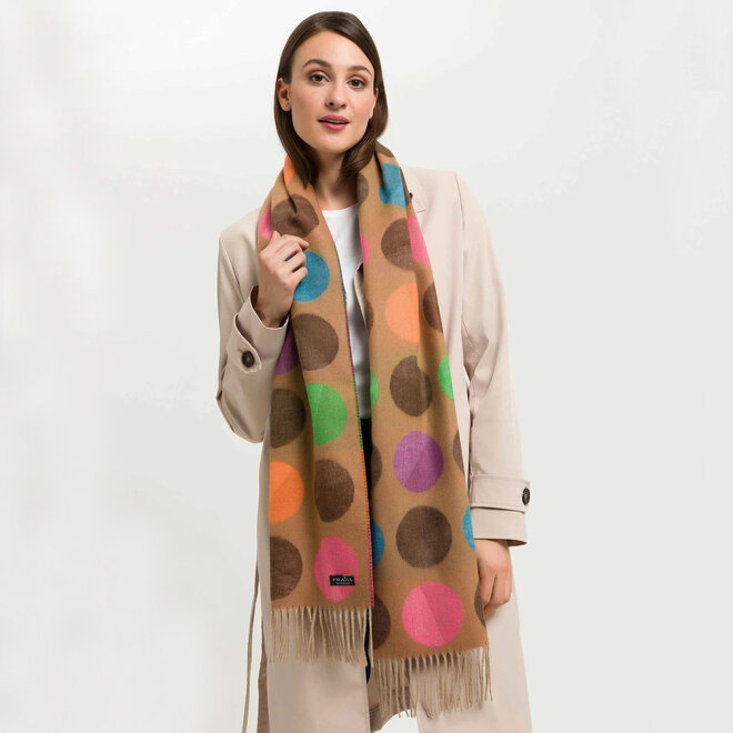 Scarf Large Dots Camel Clay