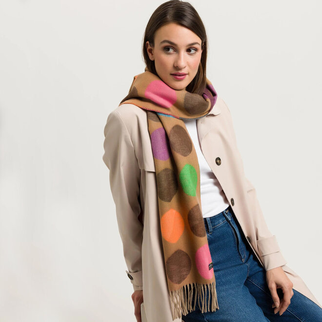 Scarf Large Dots Camel Clay