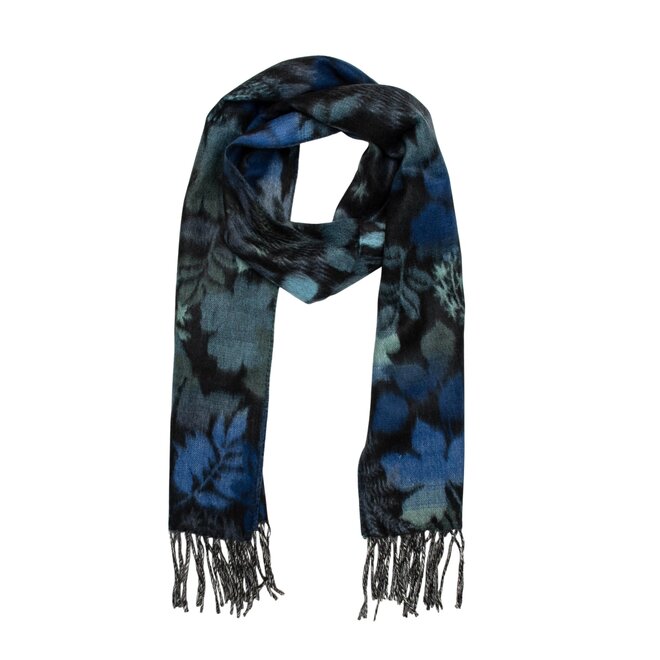 Scarf Autumn Leaves Royal Blue