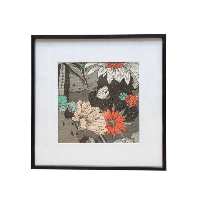 Framed Fabric Cactus Garden Pebble
