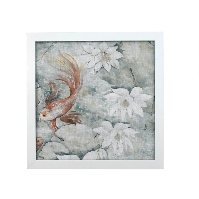 Framed Fabric Water Lily Seawater
