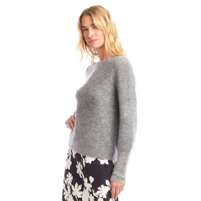 Sweater Boucle Blouson Sleeve Gray