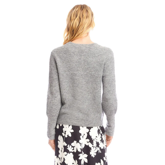 Sweater Boucle Blouson Sleeve Gray