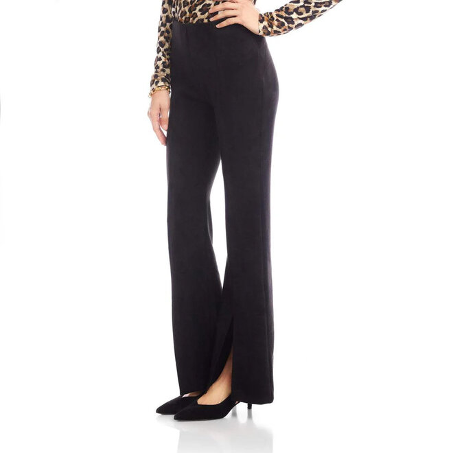 Pants Faux Suede Front Slit Black