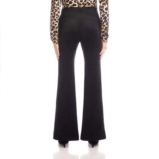 Pants Faux Suede Front Slit Black