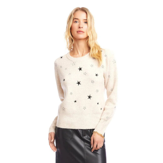 Sweater Embroidered Stars Oatmeal