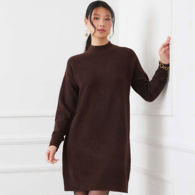 Dress Sweater Mock Neck Chocolate