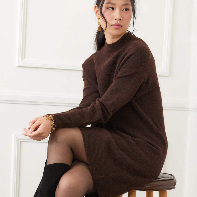 Dress Sweater Mock Neck Chocolate