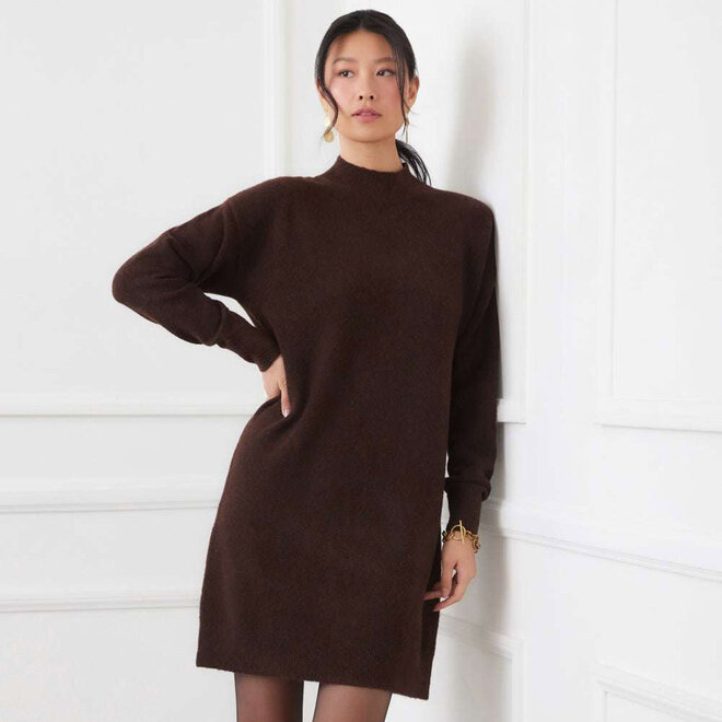 Dress Sweater Mock Neck Chocolate