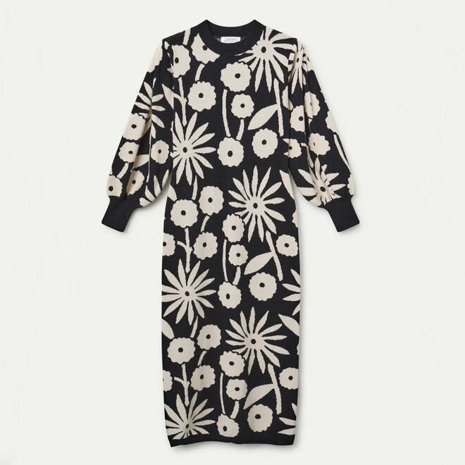 Midi Dress Jacquard Print Tofu