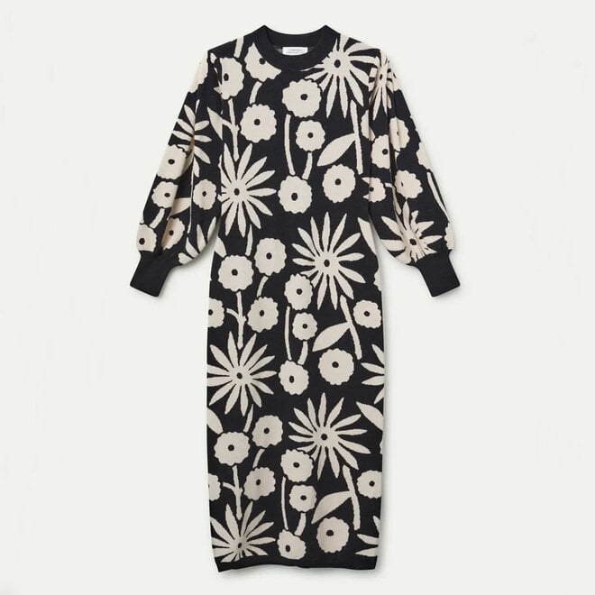 Midi Dress Jacquard Print Tofu