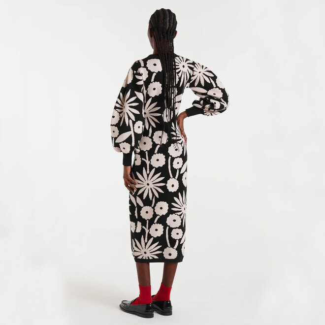 Midi Dress Jacquard Print Tofu