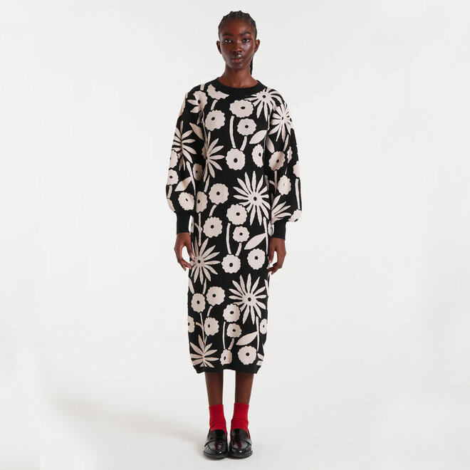 Midi Dress Jacquard Print Tofu