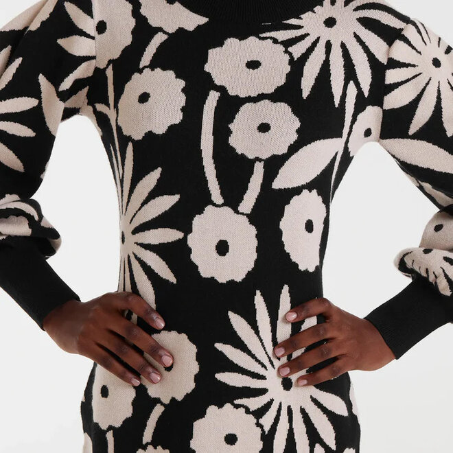 Midi Dress Jacquard Print Tofu