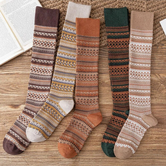 Vintage Long Knee High Socks Rufia Orange