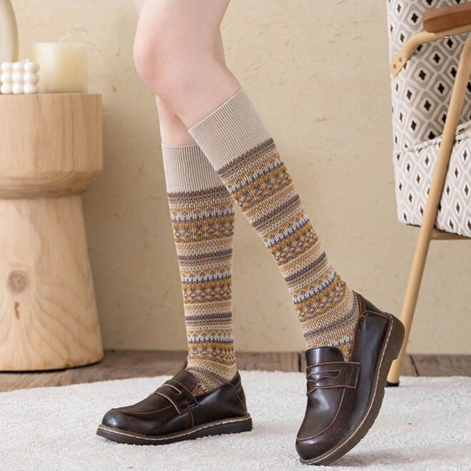 Vintage Long Knee High Socks Rufia Orange