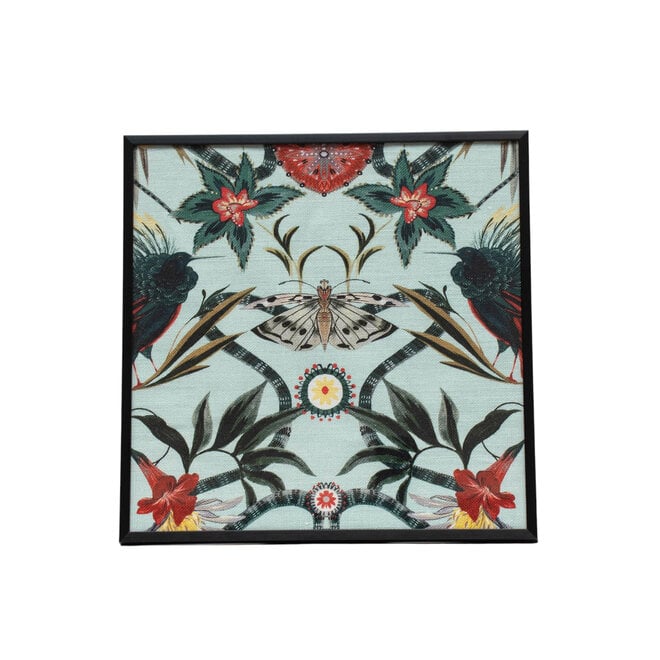 Framed Fabric Menagerie Mint/Scarlet