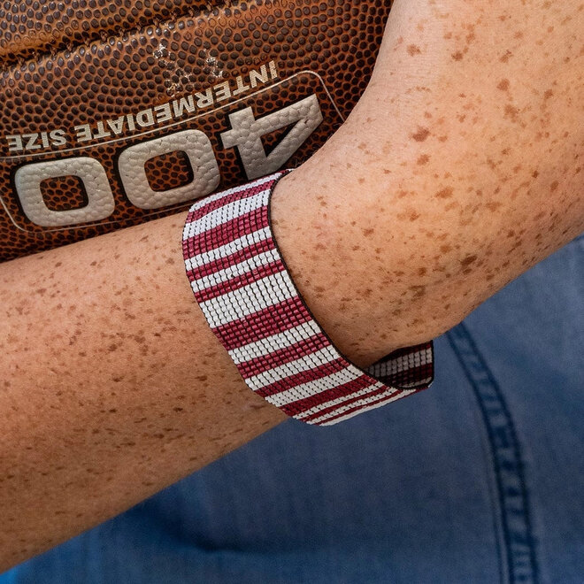 Bracelet Kenzie Beaded Vertical Stripes Dark Red & White