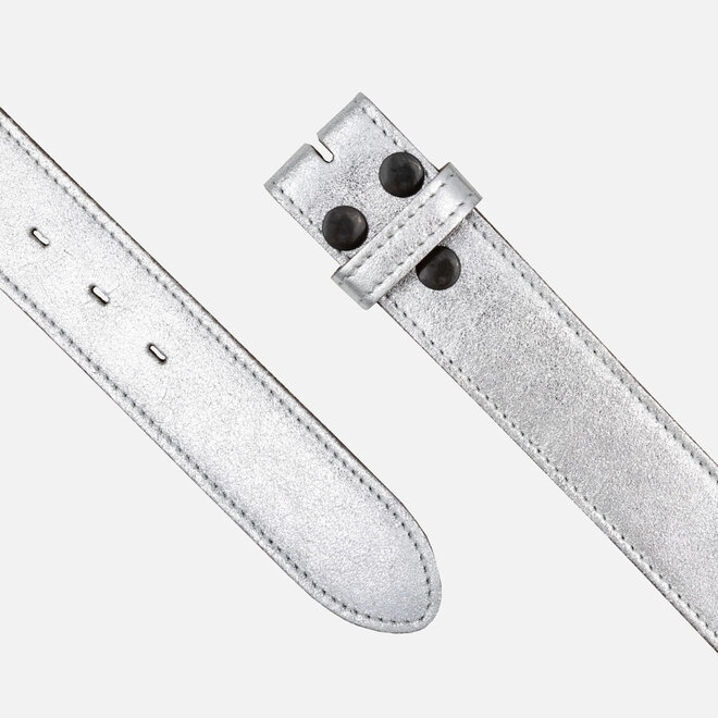 Belt Jasmin Metallic Leather Silver Removable Buckle