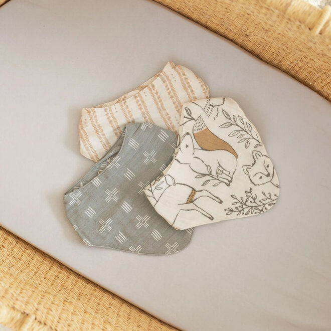 Muslin Bib Ezra Woodland Set of 3