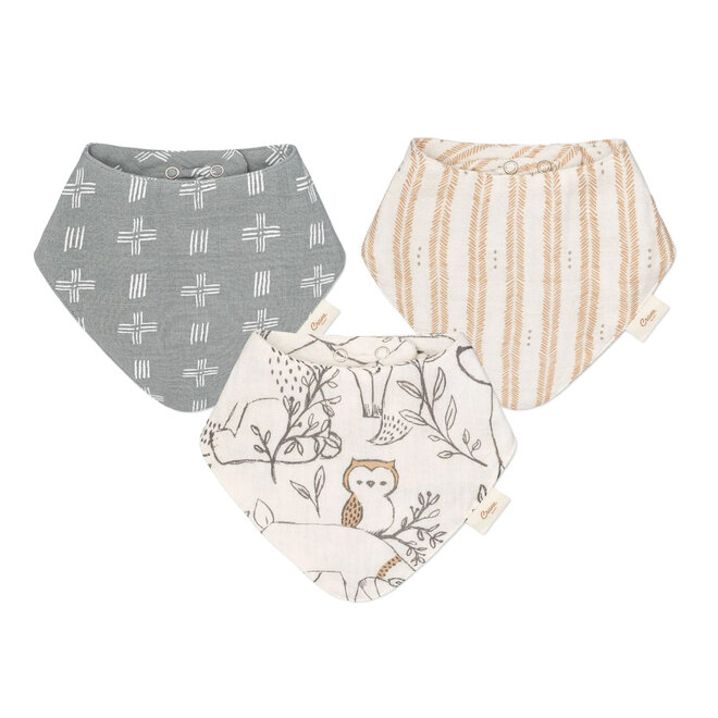 Muslin Bib Ezra Woodland Set of 3