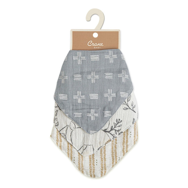 Muslin Bib Ezra Woodland Set of 3