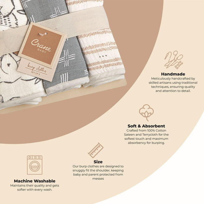 Burp Cloth Ezra Woodland Set of 3