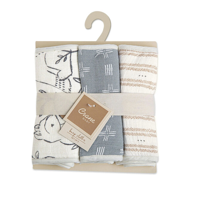 Burp Cloth Ezra Woodland Set of 3