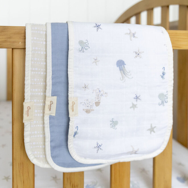 Burp Cloth Cove Ocean Set of 3