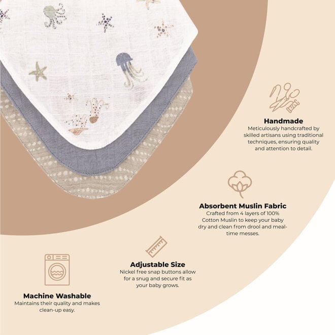 Muslin Bib Sea Life Set of 3