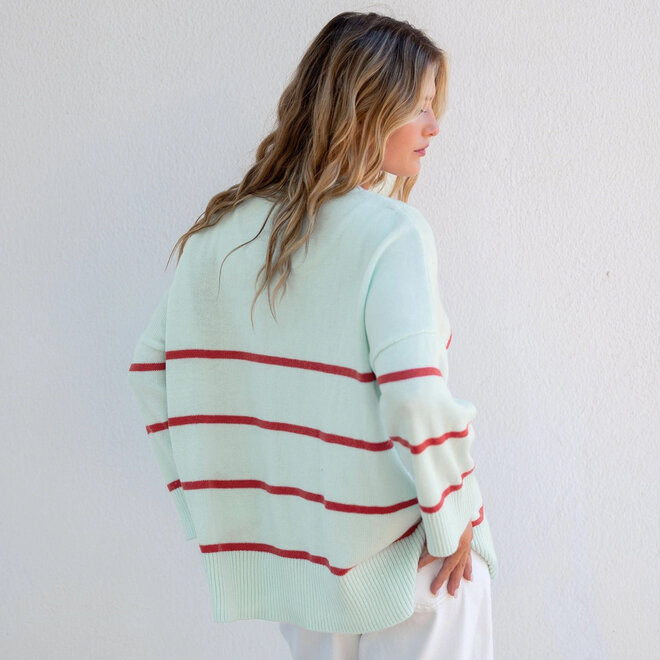 Sweater Montauk V-neck Blue & Orange Stripe OS