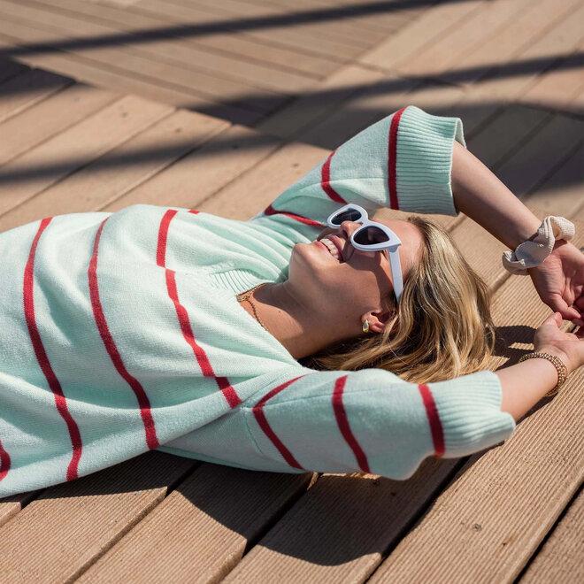 Sweater Montauk V-neck Blue & Orange Stripe OS