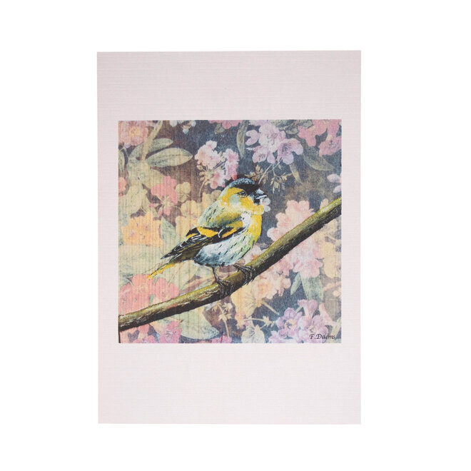 Card Floral Yellow Bird