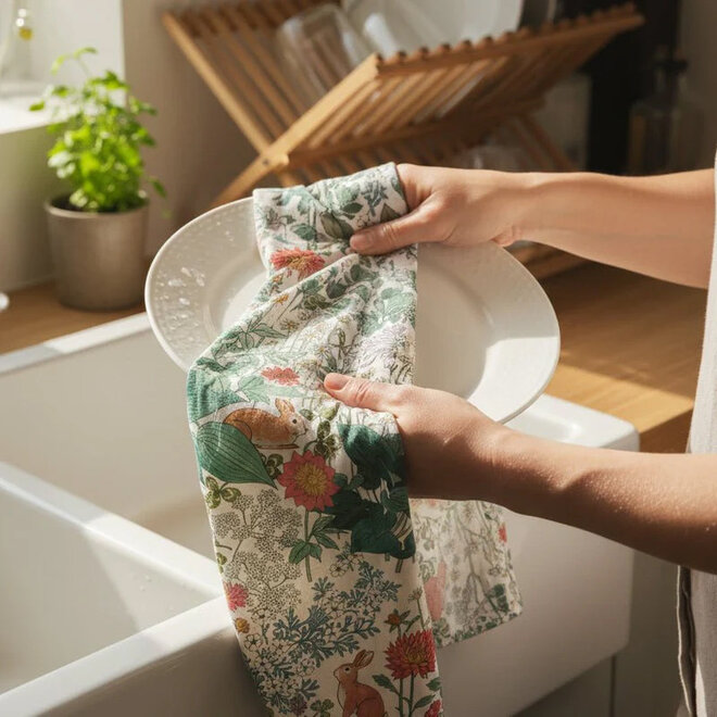 Linen Tea Towel Clover